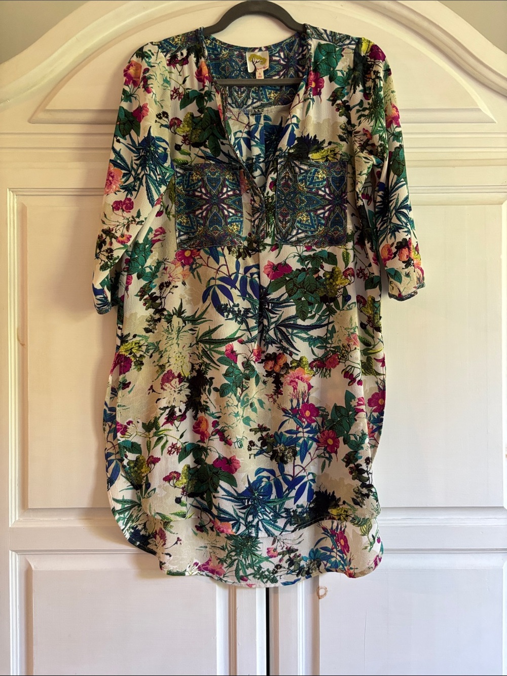 fig and flower Henley hi Lo tunic